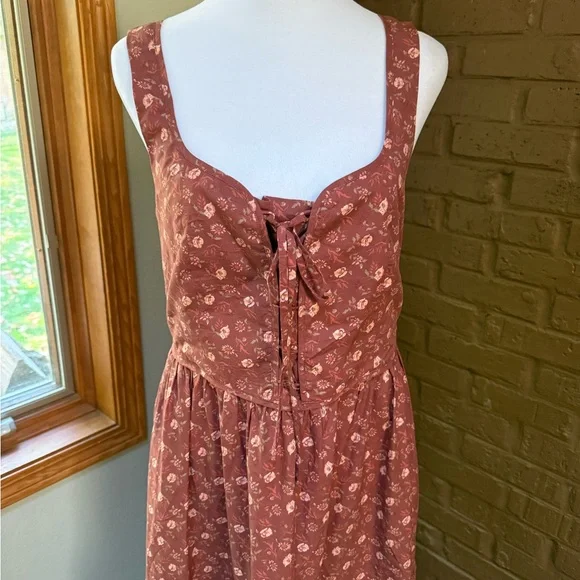 Christy Dawn The Adele Dress Oat Straw Red Cotton Floral Autumn Fall Dress NEW - Picture 3 of 5